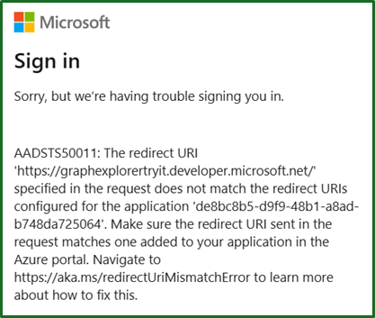 Microsoft Graph API Login Error