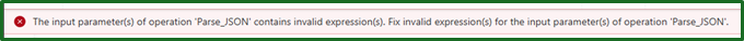 Power Automate Parse JSON Error